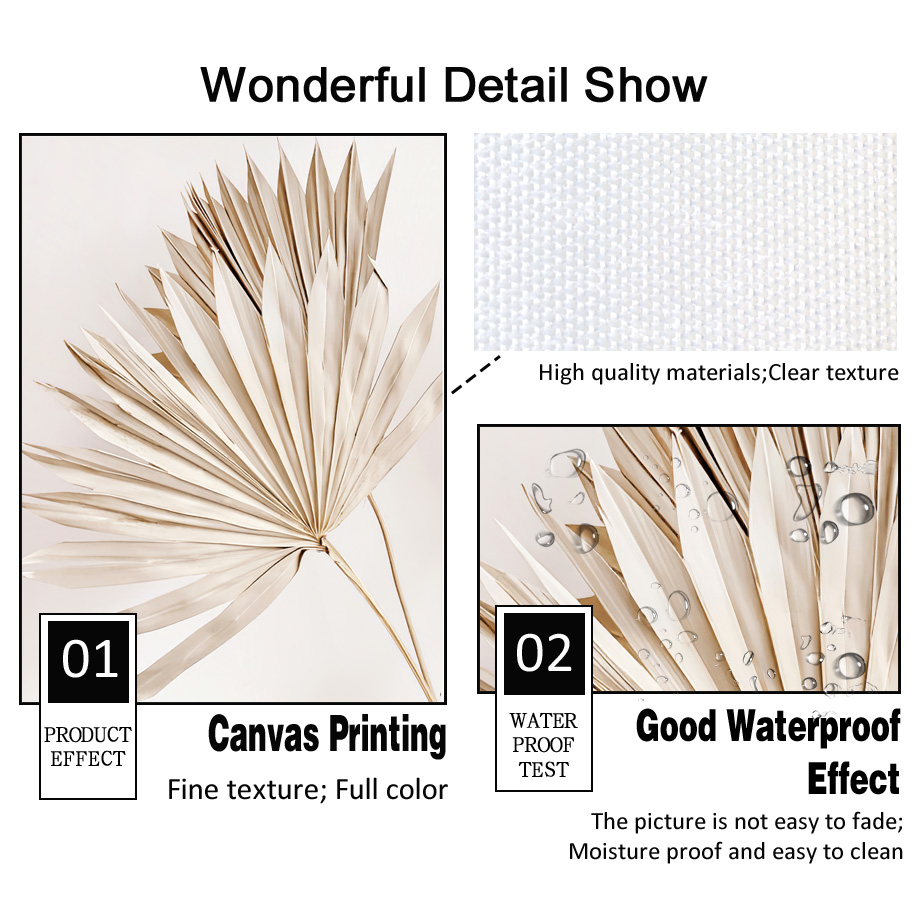 Neutral Beige Boho Wall Art Mu - Palm Leaf Dried ulasan dan harga