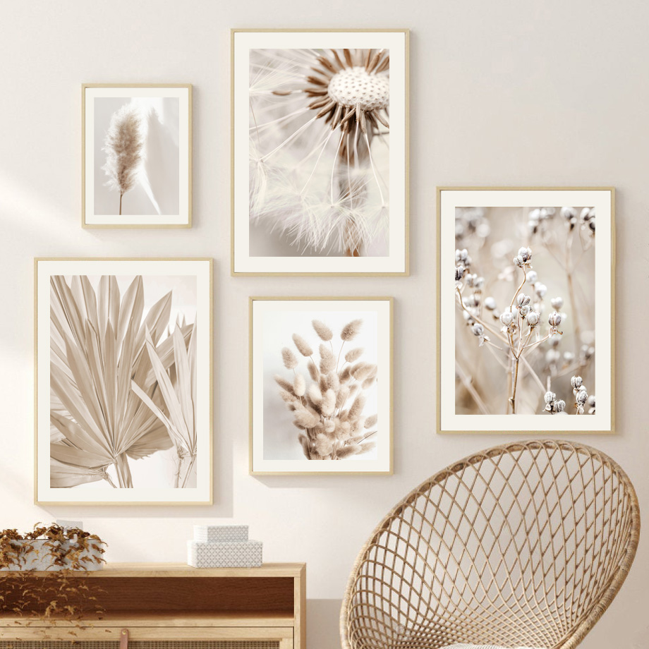 Neutral Beige Boho Wall Art Ca - Palm Leaf Dried ulasan dan harga
