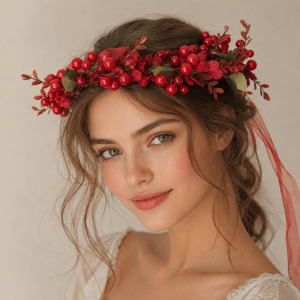 Large Red Berry Garland Red Fl - Floral Tape Green ulasan dan harga